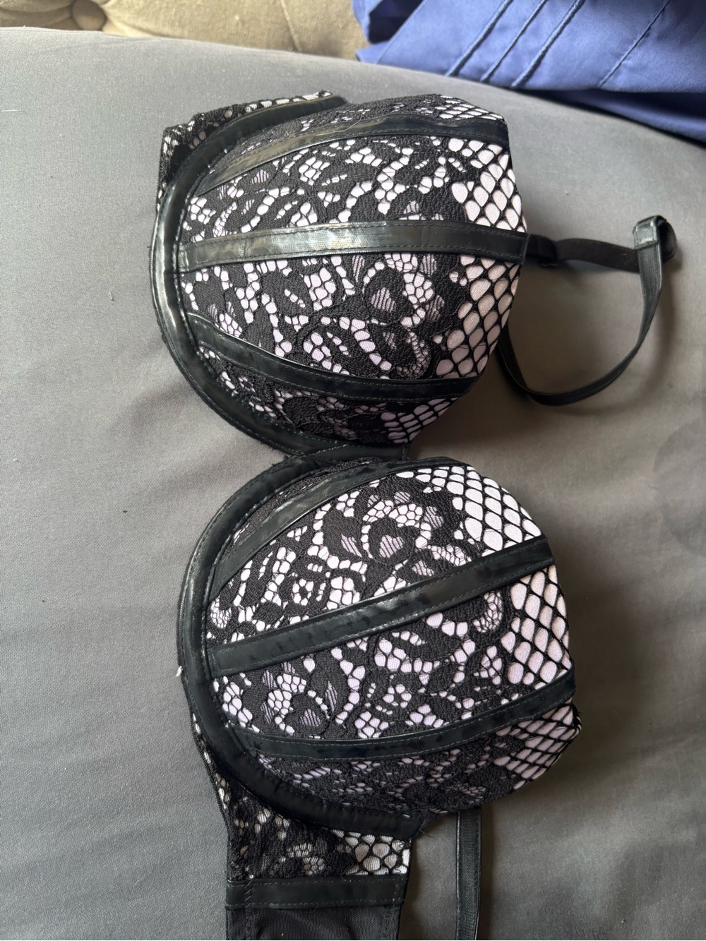 Victoria's Secret Black Lace Over Pink Push-Up Bra